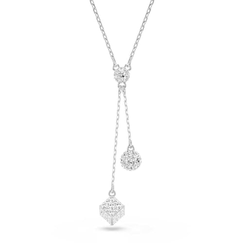 Swarovski Dextera - Collana Da Donna Con Ciondolo A Forma Di Y A Forma Di Sfera E Cubo, Placcata Al Rodio, Colore:, 61-67 Cm Length, Cristallo, Cristallo - 4
