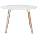 Mesa de comedor de madera de haya blanca redonda ø 120 cm para cocina y sala de estar estilo minimalista