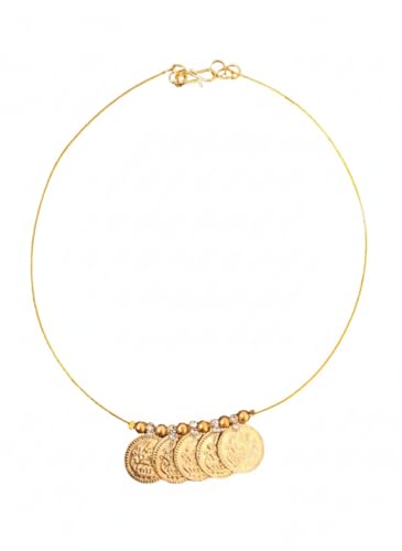 Image of Architha creations,Gold Coin Necklace and Earrings Set, Traditional Design, Wire Choker Style,adjustable 45 cm length,famous celebrity wored chain