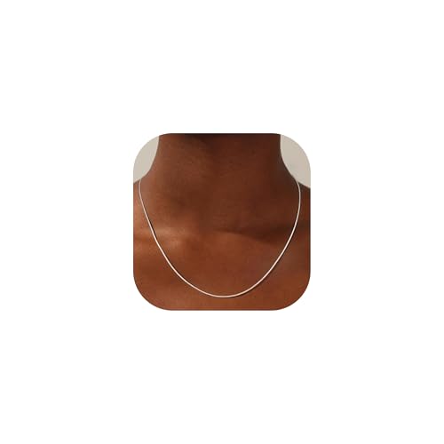 Treasure Bender S925 Sterling Silver Box Chain Necklace for Women - 0.8mm Sterling Silver Box ChainNecklace Thick Sturdy Colourfast Chain Necklaces Jewelery for Women 18