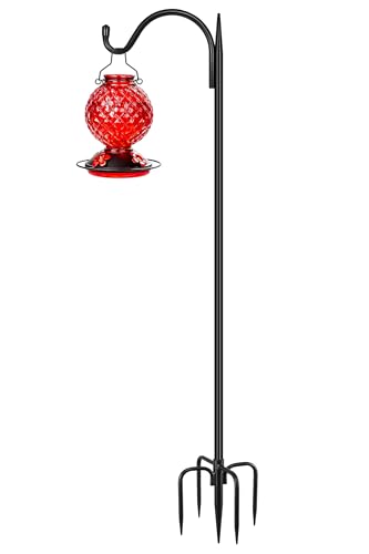 Image of Gtongoko 63 Inch Shepherds Hooks for Outdoor with 5 Prongs Base, Adjustable Bird Feeder Pole Garden Hooks for Hanging Lanterns, Plants Baskets, Hummingbird Feeders, 1 Pack