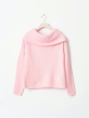 Image of Women Cute Off The Shoulder Sweater Sexy Long Sleeve Slouchy Knit Loose Fit Pullover Top Going Out Knitwear Jumper