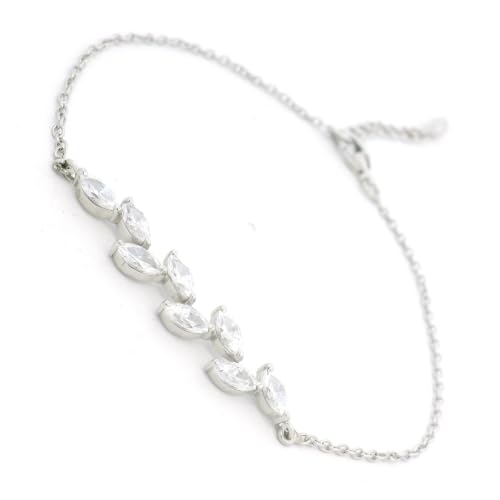 Image of 925 Sterling Silver Adjustable Bracelet for Women | Heart Link, Infinity, Leaf & Floral Inspired Design | Elegant Daily Wear Fashion Jewellery Gift for Girls & Women