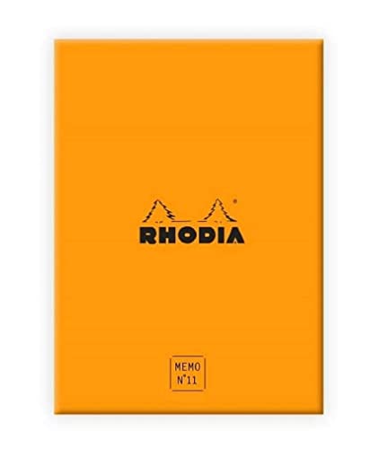 RHODIA 194049C, Memo Pad Box N°11 Orange, A7 8.5x11.5 cm, 5/5 (Small Squares), 240 Sheets 80g/m, Practical and Compact