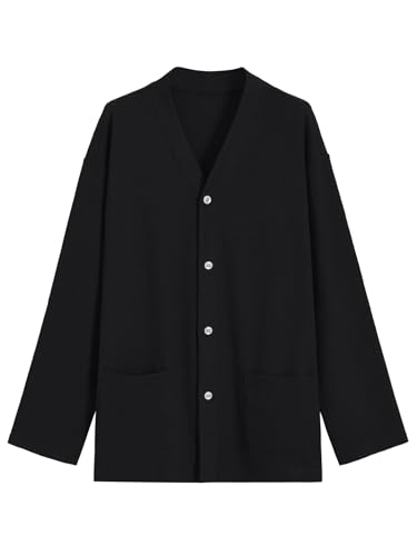 Latuza Men's Waffle Knit Pajamas Pants Set Button Up Long Sleeve Pj Set2