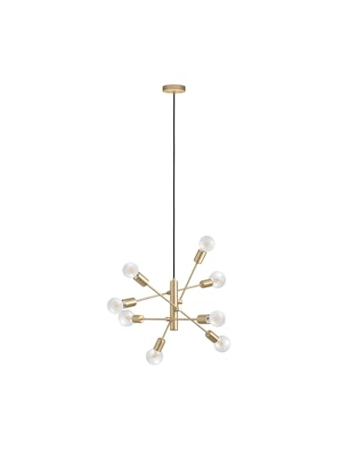 Lustre moderne or 8 lumières GL0088, plafonnier design suspendu pour salon contemporain