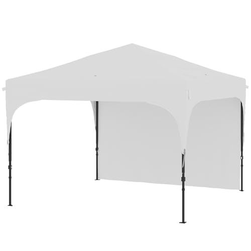 Outsunny Tonnelle Pop-up Barnum de Jardin Pliant avec paroi latérale Amovible + Sac de Transport Acier Tissu Oxford 3 x 3 x 2,65 m Blanc