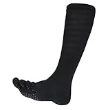 ジームード 5本指 滑り止め付き 着圧 スポーツソックス メンズ ジュニア レディース サッカー ゴルフ ロング丈 靴下 ブラック 25-27cm