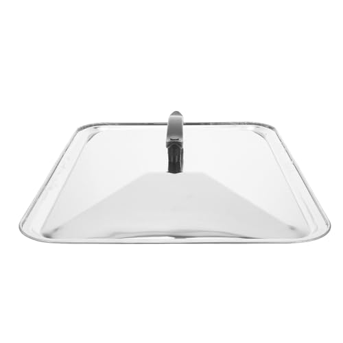 VALICLUD Couvercle Inox 40X30 CM Poignée pour Poêle Carrée Protection Éclaboussures et Maintien Vapeur Cuisine Domestique et Professionnelle
