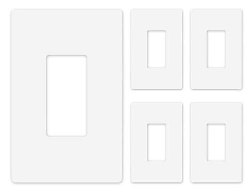 Art Plates - OVERSIZED Screwless Switch Plate - 5.5" x 3.5" - Jumbo 1 Gang Decorator GFCI Style - Unbreakable Polycarbonate - One Gang Screwless Light Switch Cover Plate - Glossy White (5 Pack)