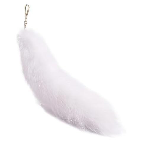 Admireme Faux Fox Tail Keychain Pendant Cosplay Costume Halloween Furry Fox Tails Handbag Accessory Key Chain Charm for Women (White) Cover