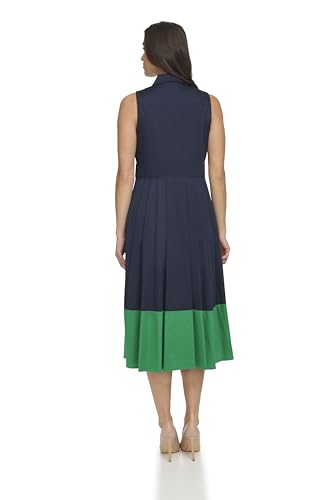Image of Tommy Hilfiger Women's Sleeveless Collared Front Button A-line Midi Dress