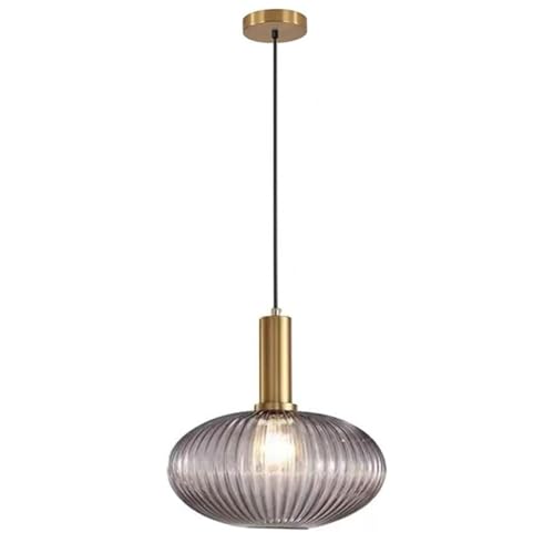 Lámpara colgante industrial de techo ajustable con tulipa de vidrio gris