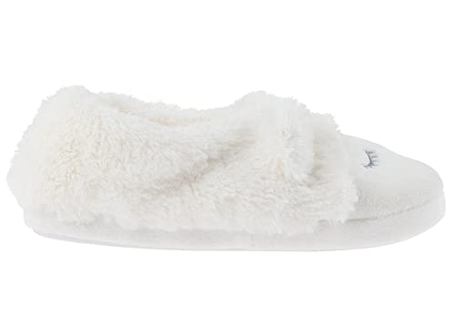 Capelli New York Ladies Bear Faux Fur and Soft Boa Moccasin Slipper with Embroidery, 3D Parts, and Faux Fur Lining, Ivory, XL (9/10)3