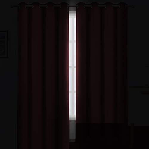 Image of LEMOMO Burgundy Red Thermal Blackout Curtains /42 x 84 Inch /Set of 2 Panels Room Darkening Curtains for Bedroom