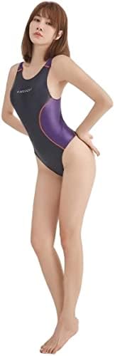 AMORESY スーパーストレッチ カラーパネル競泳水着 サーフィン/ヨガ/コスプレ/フィットネスバック水着 詳細画像3