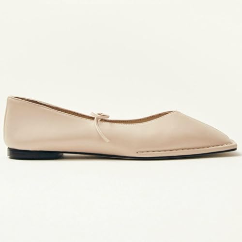 LUXMAX Square Toe Flats for Women Mary Jane Ballet Flats Ballerina Shoes Lace Up Pumps Low Heel Slip On Comfortable Shoes3