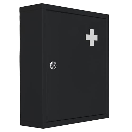 Bambelaa! Medizinschrank Hängend Groß Abschließbar Medikamentenschrank Arzneimittelschrank Arzneischrank Hausapotheke Schrank Organizer Apothekerschrank Medikamenten Aufbewahrung ca. 31,5 x 10 x 36 cm