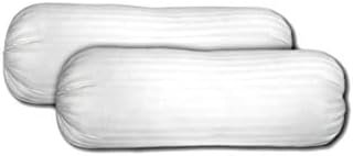 MELWO Bombay Dyeing Cotton Cloth, Bolster Round Pillow Filled with Reliance Microfiber, White, 12 X 30 Inch.Pack of 2