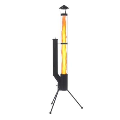 Beneouya 64 Inches Rocket Stove, Wood Pellet Patio Heater with Glass Tube, Portable Fireplace for Backyard, Porch, Patio and Garden