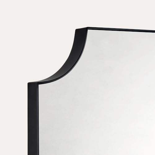 Image of TEHOME 20x30'' Black Vanity Mirror for Bathroom, Matt Black Scalloped Framed Bathroom Vanity Mirror