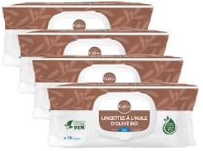 Gifrer Lingettes Nettoyantes à l'Huile d'Olive Vierge Lot de 3 x 70 Lingettes + 1 Paquet Offert