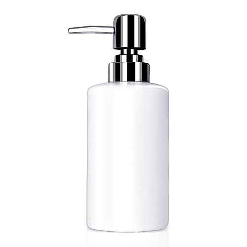 Seifenspender Keramik - 300ml Seifenspender Weiß Bad Seifenspenders Weiss Küche Wiederverwendbarer Nachfüllbarer Handseifenspender Klein Flüssigseifenspender für Badezimmer