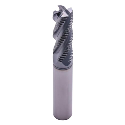 Image of 4 Flute Solid Carbide Roughing End Mills(5Pcs, 3 /8 inch), ALCrSiN Nano Coated | 35 Helix, 3 /8 inch Cutting Dia, 3 /8 inch Shank Dia, 1 inch LOC, 2-1 /2 inch OAL, for Milling Alloy Steel, Carbon Steel, Cast Iron