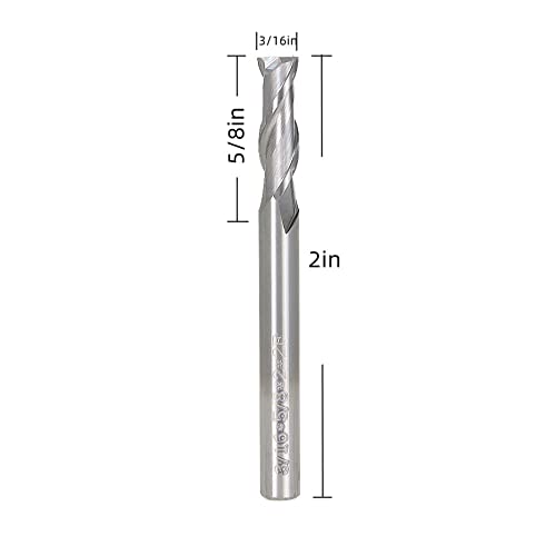Image of 3 /16 Inch Milling Cutter 2 Slot Carbide End Milling Cutter Suitable for Aluminum Cutting Non-Ferrous Metal Cutting 5 Pieces