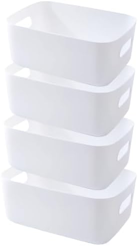 4 Pcs Plastic Storage Boxes with Handle, Plastic Organizer Boxes ...