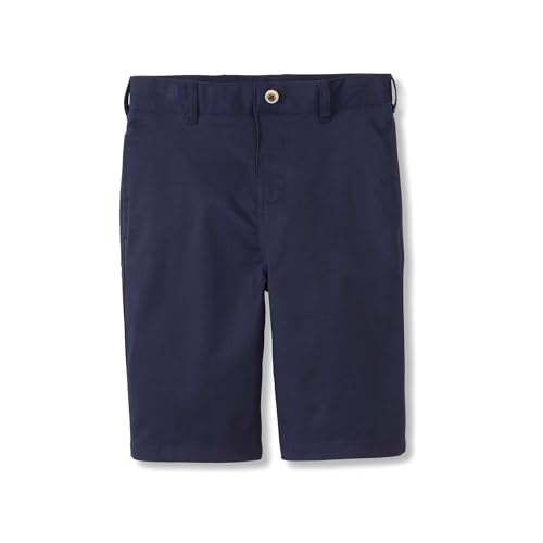 Image of French Toast Boys Flat Front Stretch Twill Shorts with Adjustable Waist in Standard and Extended Kids Sizes Navy, 6