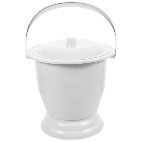Beaupretty Portable Chamber Pot with Lid, Lightweight Plastic Urine Bucket for Adults & Elderly, Leak-Proof Bedside Spittoon for Home & Hospital, 9.6 Inch