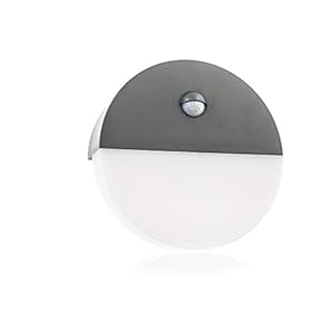 HUBER LED wandlamp met bewegingsmelder 140° 10W, 600lm I IP54 beschermde LED buitenlamp met bewegingssensor I wandlamp binnen, rond, antraciet