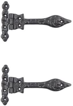 Black Antique Door Spear Door Hinge 6 Inch False Tee Door Hinges Decorative Victorian Spear Garage Gate Hinge Sliding Door Front Hinge with Matching Fixing Screws Pack of 2.