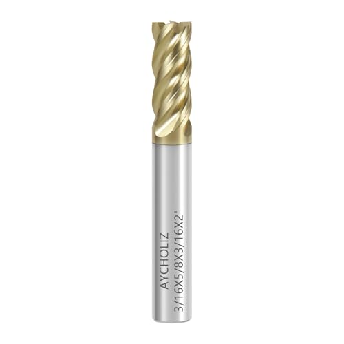 3/16" Carbide Square End Mill with ZrN Coating 4 Flute Unequal Helix Design Mill Bits Sets for Roughing and Finishing