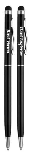 Image of Personalised Ballpoint Pen with Stylus, Pack of 2, Ink: Blue