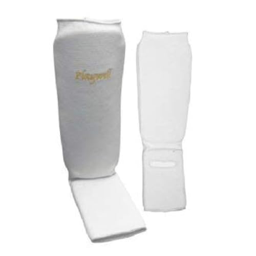 Protège-tibia et cou-de-pied en coton Playwell blanc taille M