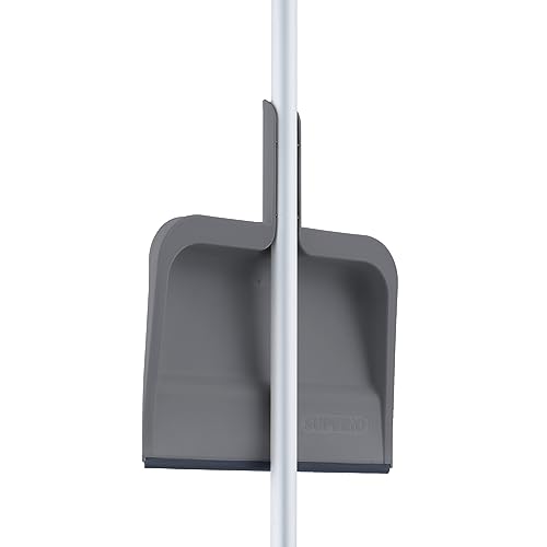 Image of Superio Clip-On Dustpan with Rubber Lip - 10-inch Wide Durable Plastic Dust Pan with Comfort Grip Handle, 2-Pack (Grey)