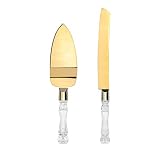 WAFJAMF Cake Knife and Server - Elegant Wedding Cake Knife Set, Stainless Steel Blade and Acrylic Fa