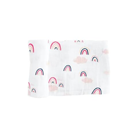 RED ROVR 100% Certified Organic Cotton Muslin Swaddle | Newborn Receiving Blanket | Baby Wrap | Boy, Girl, Unisex | Soft, Lightweight, Breathable | Burping, Nursing, Swaddling | 44" x 44" | Rainbows Cover