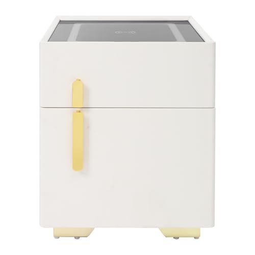 SuhoFutus Table de chevet avec coffre-fort, commode de chevet verrouillable avec chargement sans fil, haut-parleur Bluetooth, 2 ports USB et LED 3 couleurs,...