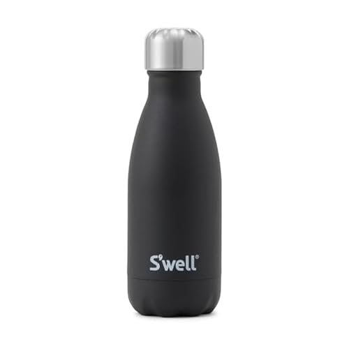 S'well Stainless Steel Water Bottle, 9oz, Onyx, Triple Layered Vacuum Insulated Containers Keeps Drinks Cold for 24 Hours and Hot for 12, BPA Free, Perfect for On the Go