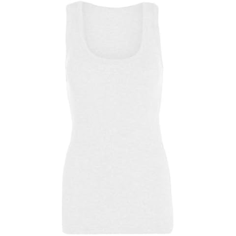 ER Traders Ltd Women Plain Bright Stretchy Ladies Ribbed Vest Top T Shirt Strap Plus Sizes 16-28 [White,UK 22/24] Cover