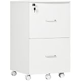 Vinsetto Cajonera de Oficina 2 Cajones 5 Ruedas 43x45x72 cm Blanco