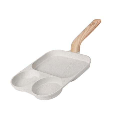 AMISENK Revestimiento antiadherente compacto de 3 compartimentos y agarre ergonómico para cocinar rápidamente por la mañana, sartén antiadherente multifuncional