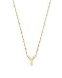 Kendra Scott Collar con colgante de letra Y para mujer, joyería de moda, latón chapado en oro de 14 quilates, metal dorado, letra Y