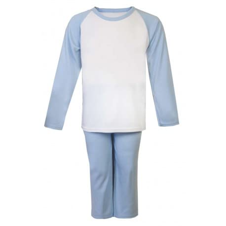 Blue & White Blank Pyjamas for Embroidery - Vinyl - HTV - DTG - Boy - Girl - Unisex - Various Sizes - Cotton (as8, age, 5_years, 6_years)