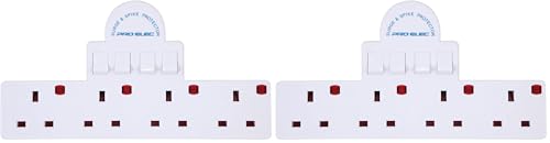 Pro-Elec 13 A 4 Way Switched Adaptor with Surge Protection - White (Pack of 2)