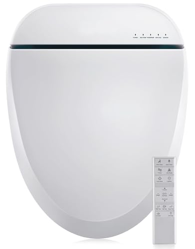 Aquonderful Bidet Toilet Seat 102S-W, Electronic Heated Seat with Unlimited Warm Water for Bathroom, Remote Control, Turbo Wash & Dryer, Night Light, Easy Install-Perfect for Home Bathroom Use