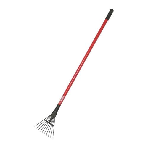 Bully Tools Shrub Rake – Small Rake with Tempered Steel Tines & Fiberglass Handle for Tight Spaces, Gardening Tool for Leaves and Debris in Beds, Lightweight Yard Tool - 100% Made in The USA, 54-Inch